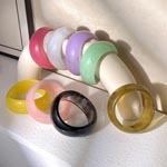 Boho Chic Resin Multicolor Asymmetric Shaped Wide-Band Fashion Bangles