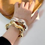 Textured Artisan Lava Geometric Cuff Bracelet