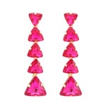 Layered Trangle Crystal Long Drop Earrings