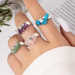 Crushed Natural Stone Pendant Rings
