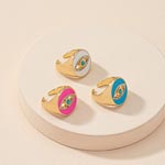 Colorful Enamel Evil Eye Metal Rings