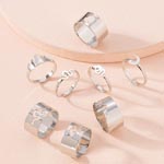 8pcs Silver Hollow Snake Moon Shaped Metal Rings Set