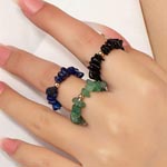 Cool-Toned Natural Stone Elastic Rings 