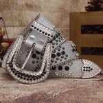 Silver Glittery Leather Gems Luxury Belt