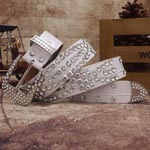 Stylist Crystal White Leather Belt