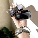 Dark Metalic Spherical Wave-Shaped Bangles