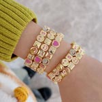Metal Love Bow Smile Charms Elastic Bracelet