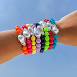 Big Pearl Charm Colorful Beaded Bracelets