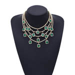 Mint Green Crystal Pendants Rhinestone Chain Necklace