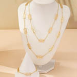 Double  Layered Geometrical Charm Linked Necklace