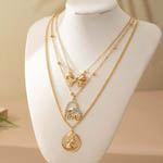 Triple Layered Bow Love Heart Pendant Necklace