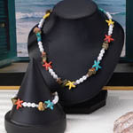 Colorful Starfish Charm Beaded Jewelry Set