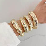 Gold Bold Metal Cuff Bangles Set
