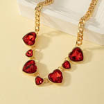 Red Heart Crystal Charms Necklace
