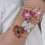 Big Full Gemstones Heart Bear Charms Beaded Bracelets