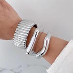 Silver Irregular Cuff Bangles