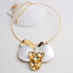 Two-Tone Gold & White Flower Necklace