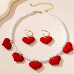 Red Bubble Heart Pendants Pearl Necklace