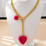 Pink Heart Pendant Chain Necklace