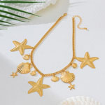Gold Starfish Shell Pendants Necklace