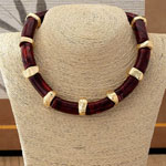 Styled Dark Brown Bamboo Tube Beaded Choker