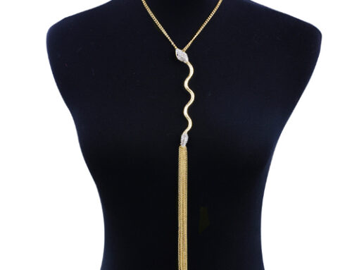 Gold Snake Tassel Chain Necklace